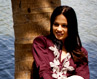 Tishani Doshi, danseuse, poet and writer at the lake at Taj Cove